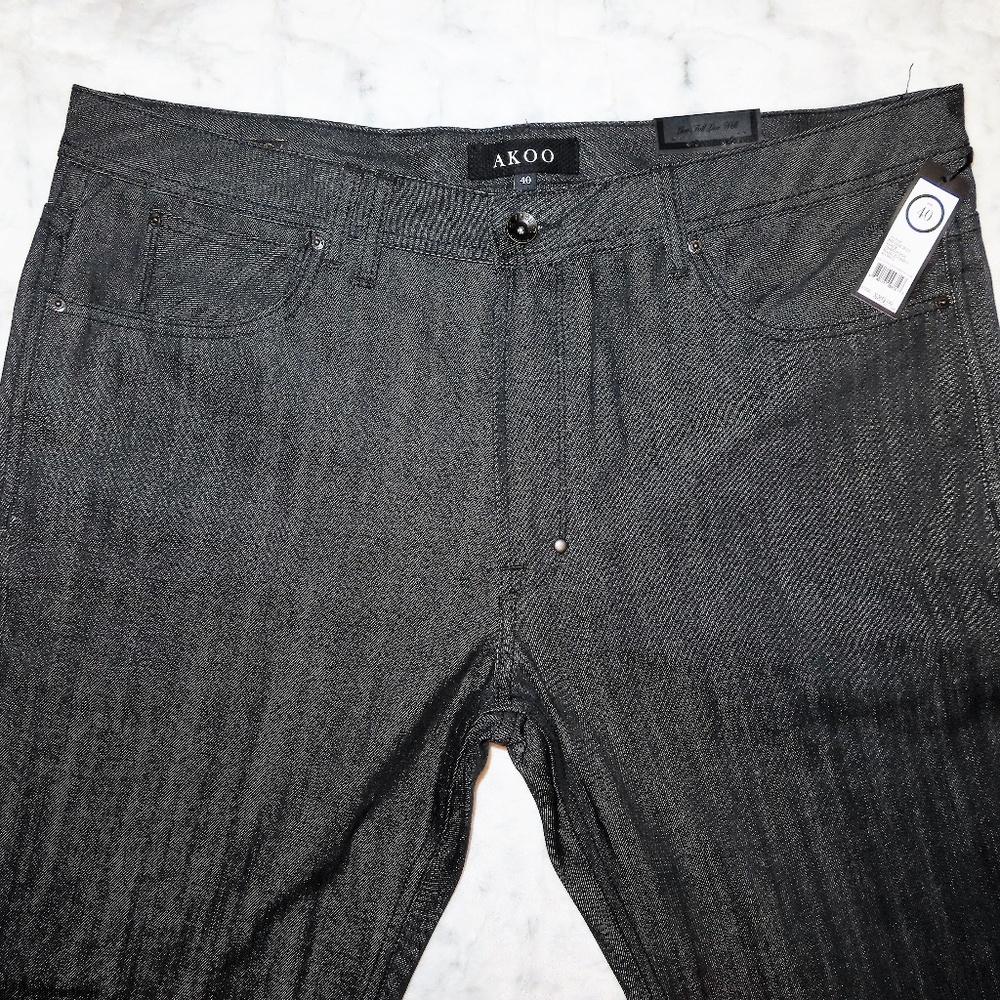 Akoo Big Oak Mens Black Denim Jeans Size 40